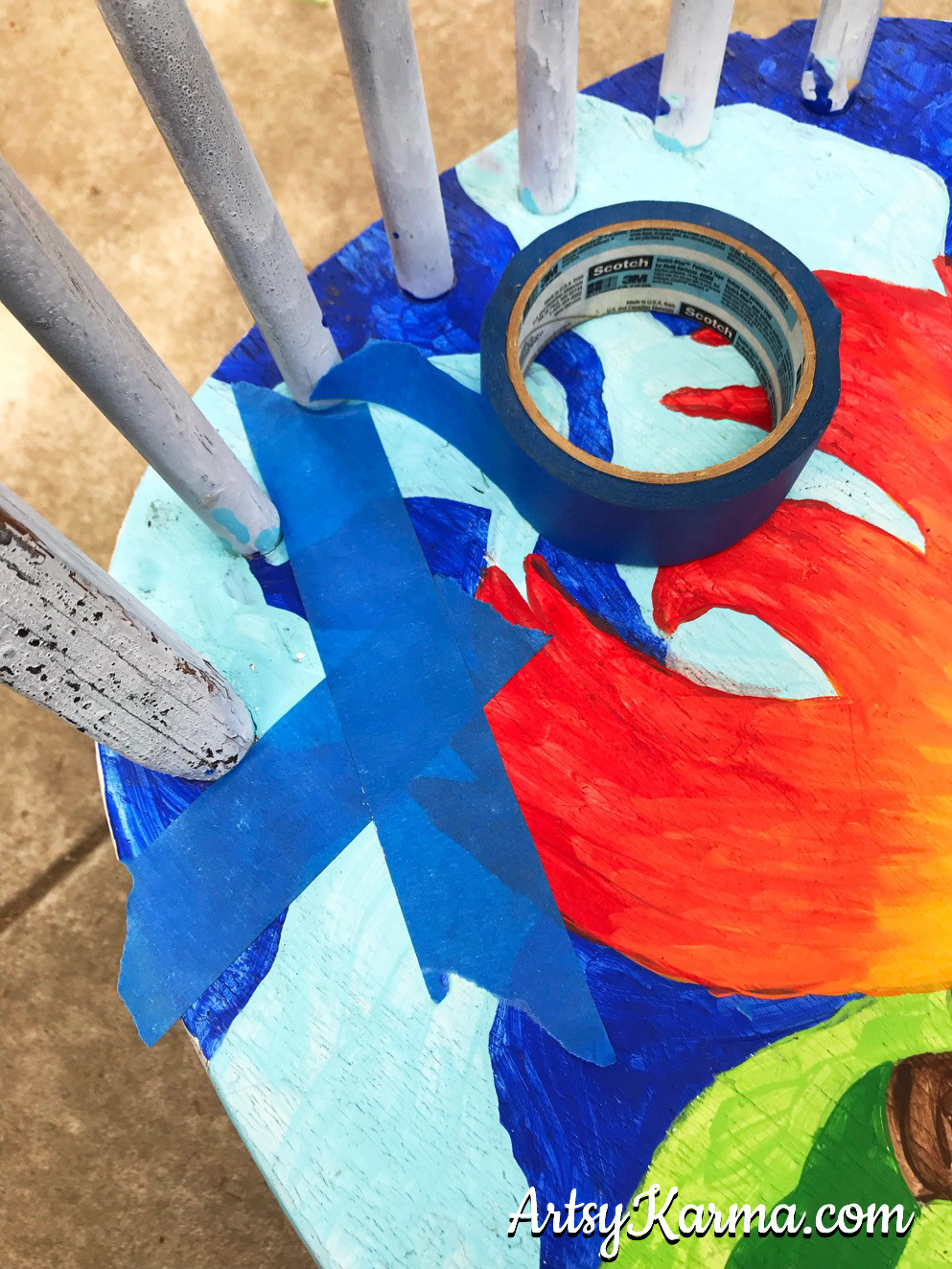 mask the chair to keep paint off design