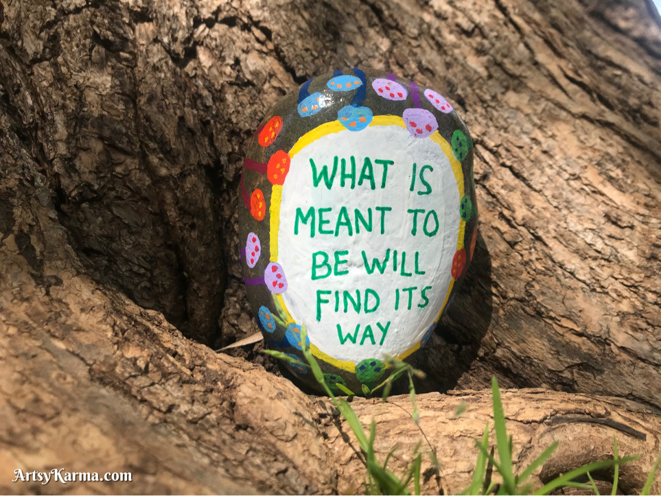 An abandoned painted rock for COVID 19