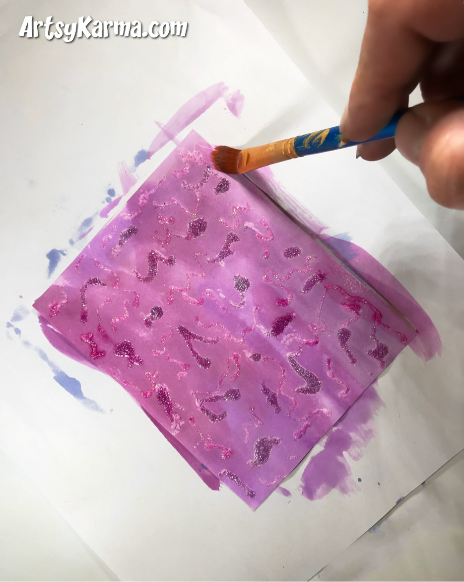 watercolor will resist the glitter glue