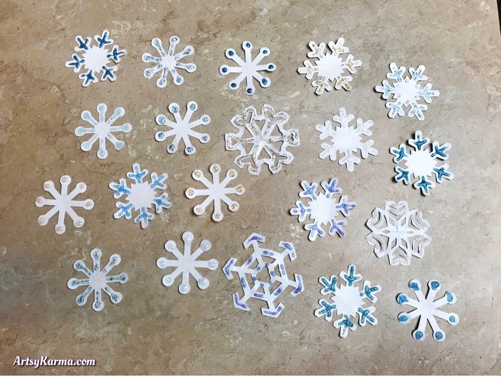Glittered diy snowflakes
