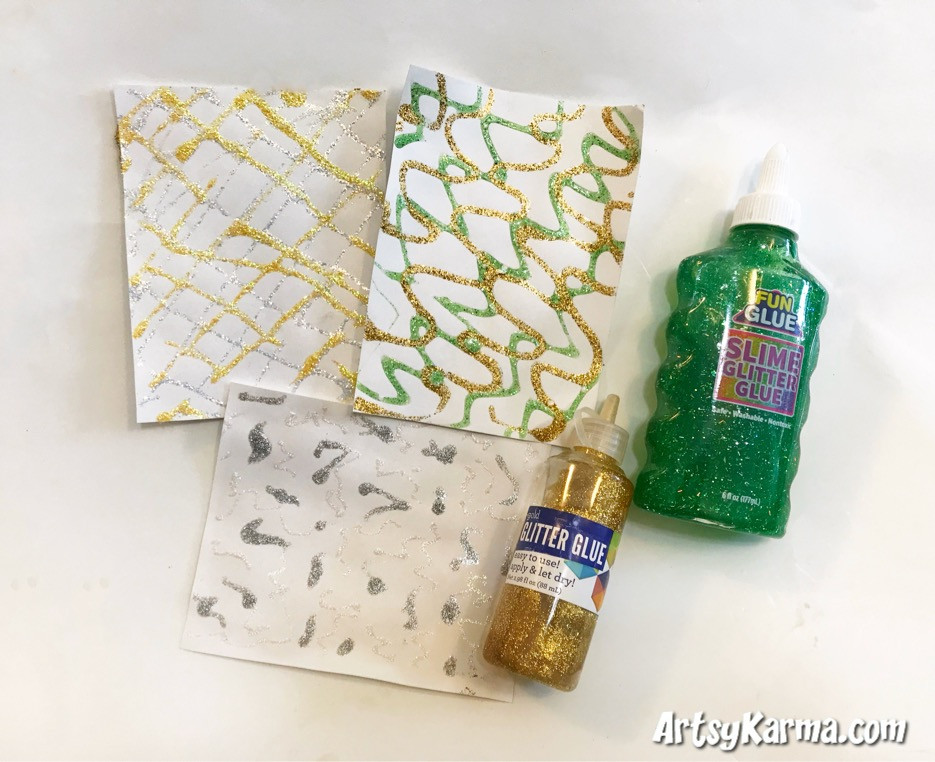 glitter glue on card stock