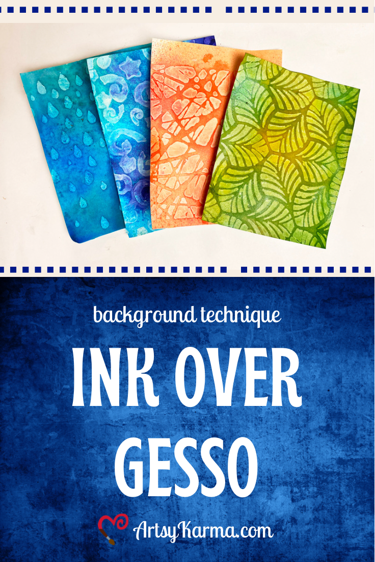 ink over gesso background technique