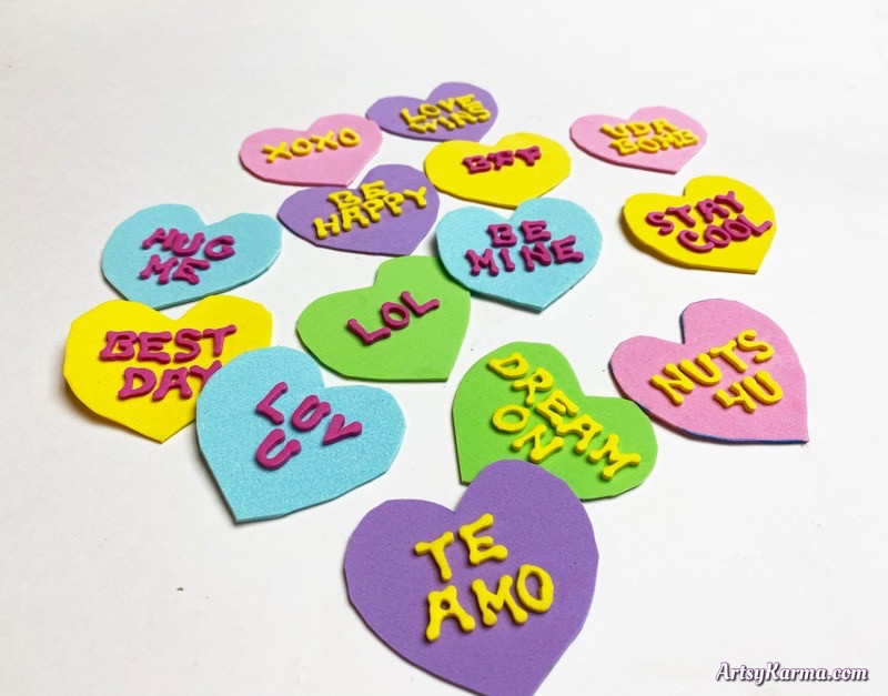 Foam conversation hearts DIY