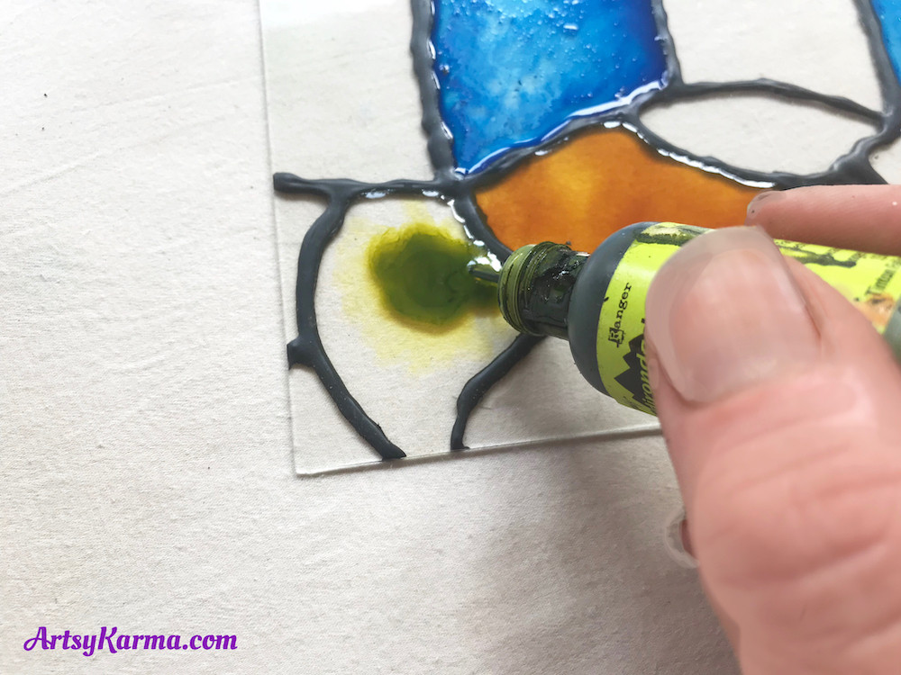 staining glass with alcohol inks
