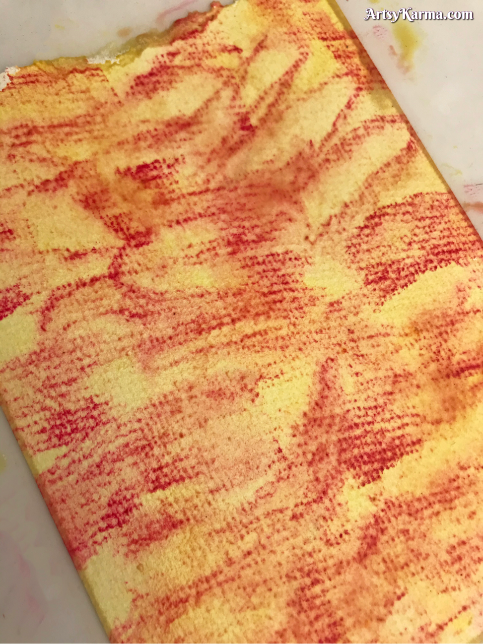 Chalk pastels over watercolor background technique