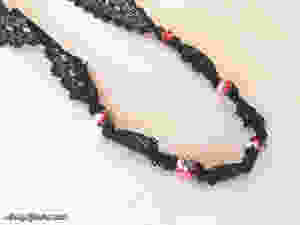 knotted lace and marbled bead necklace