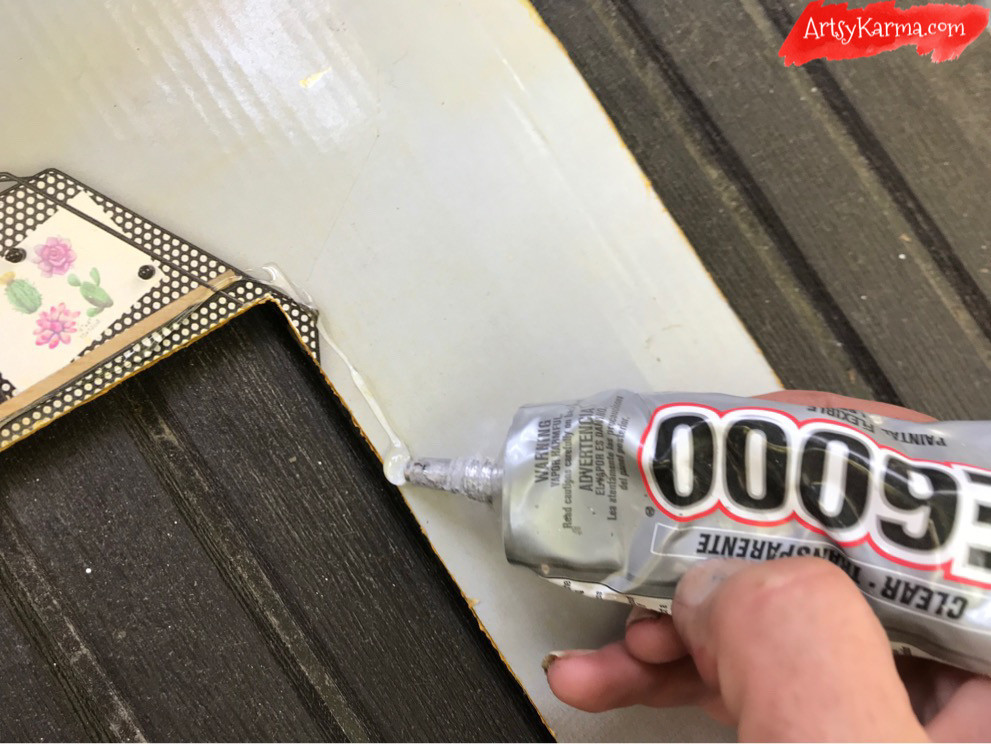 use strong glue to attach the mirror to the frame