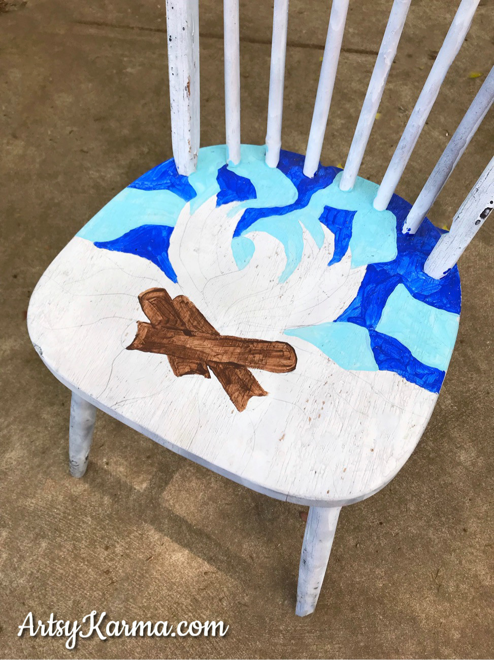 paint camp fire design on chair