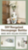 Pinterest-friendly image with multiple steps of the DIY decoupage glass bottle tutorial.