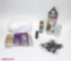 Supplies to make a glitter spiderweb out of yarn