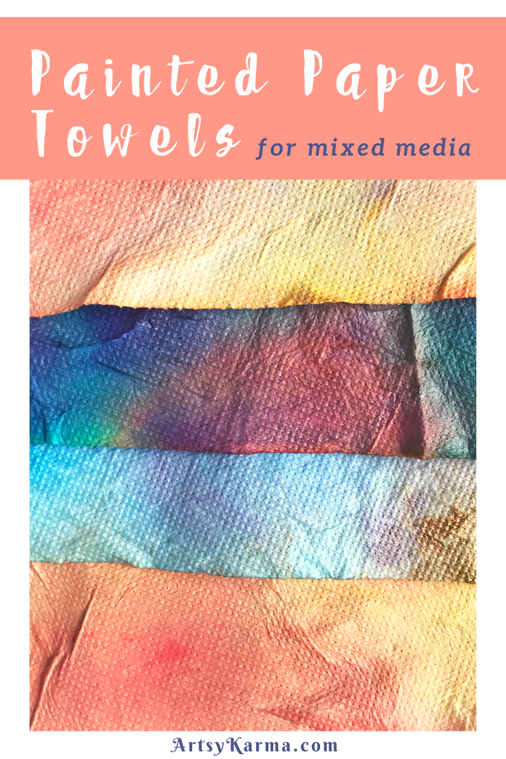 Painted paper towels for mixed media