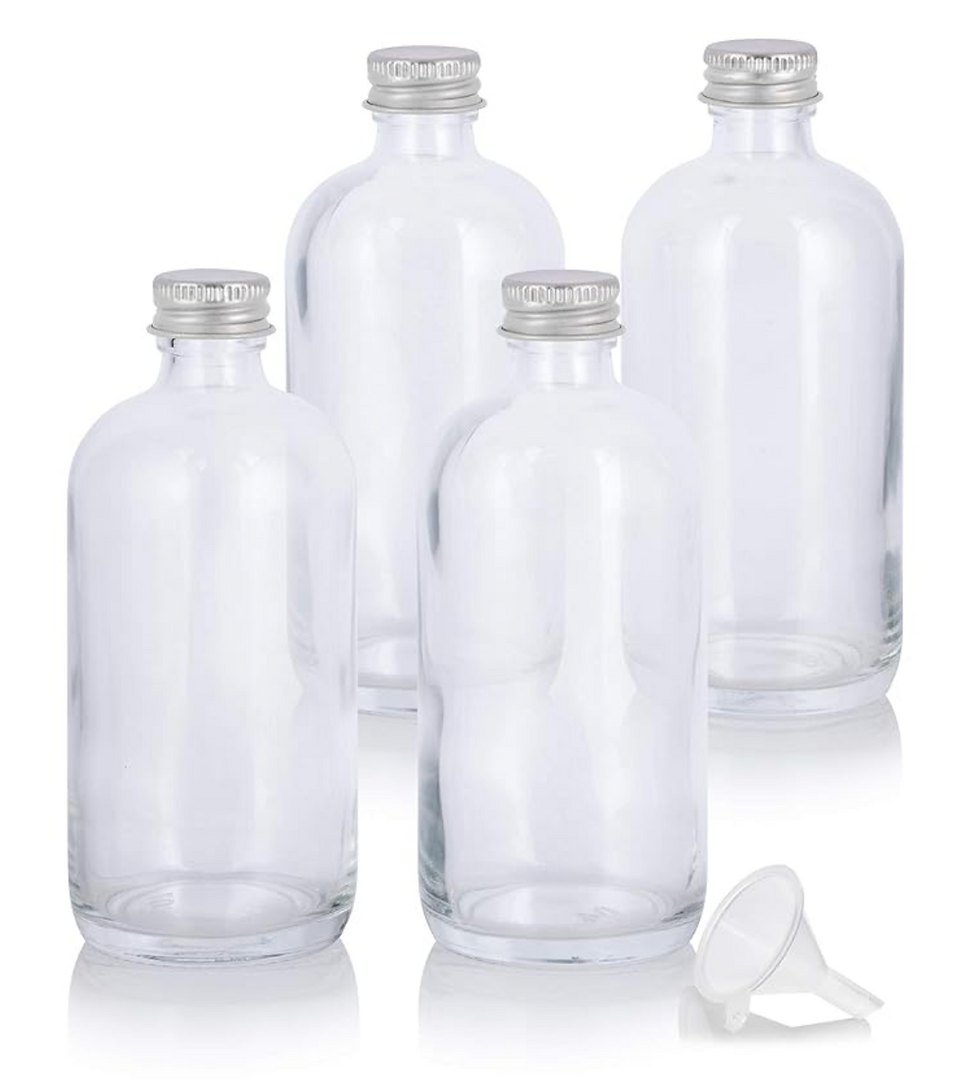 8 oz Clear Glass Boston Round Bottles