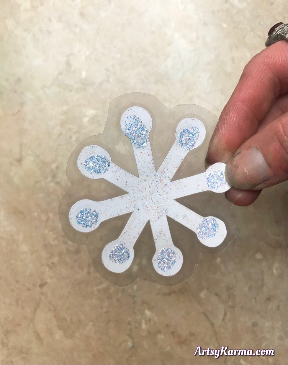 Laminated snowflake for decor