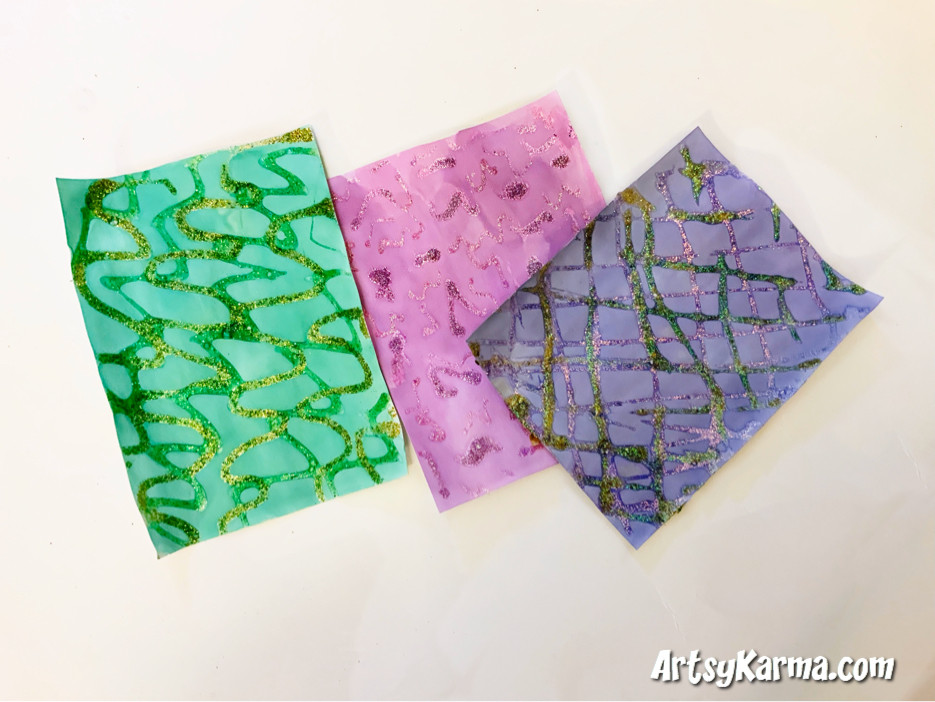 backgrounds made with glitter glue and watercolors