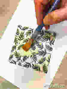 Acrylic paint on a stamp