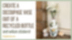 DIY tutorial cover image with text overlay reading ‘Create a Decoupage Vase Out of a Recycled Bottle and Vellum Stickers,’ featuring a decorated bottle vase with flowers and seashells.