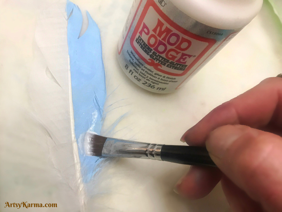 making a feather garland sparkle