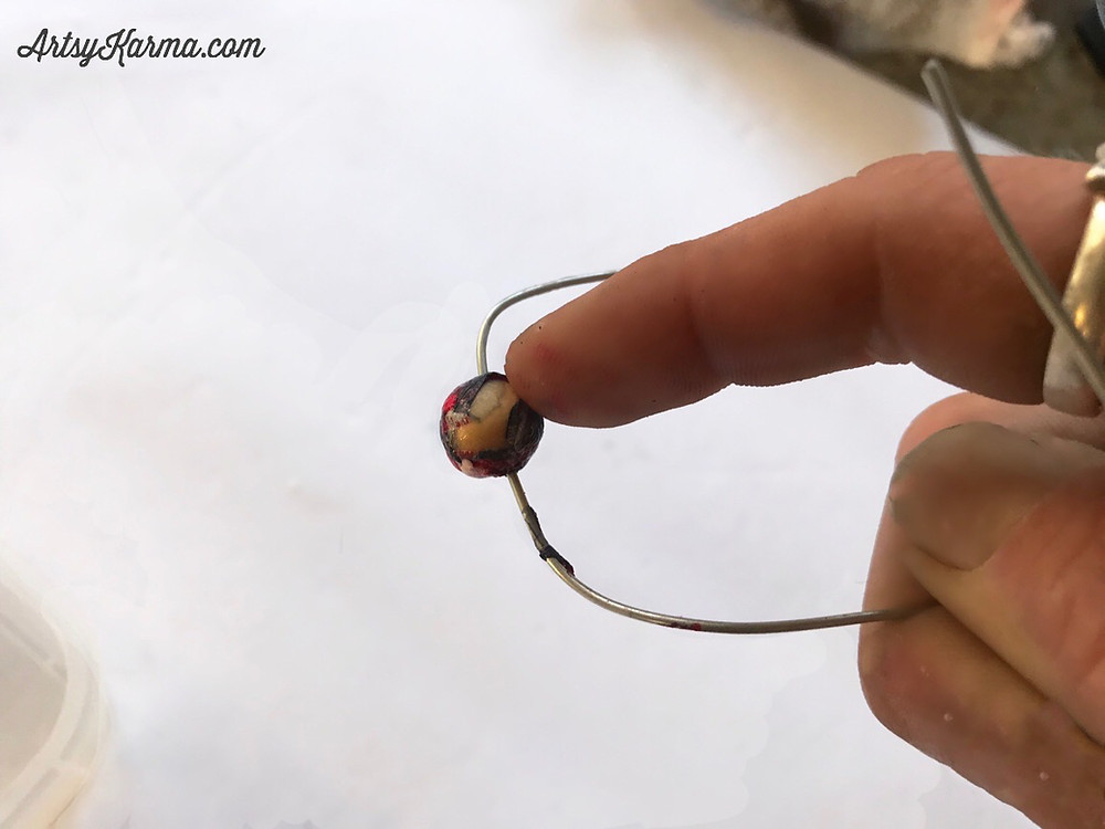 marbled bead with nail polish
