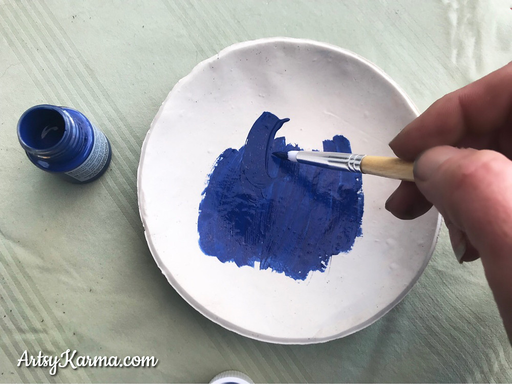 paint first coat of diy ring dish