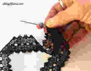 stringing a bead thru lace