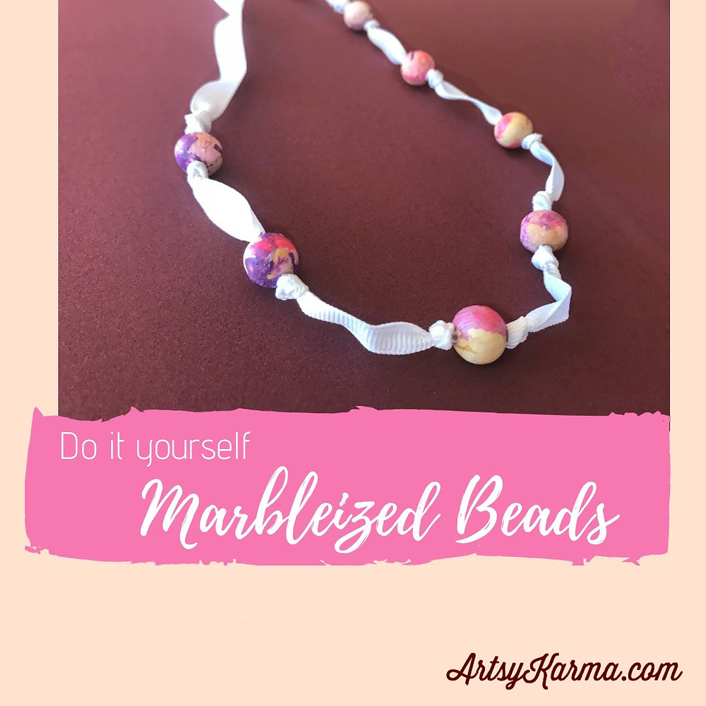 diy marbleized beads