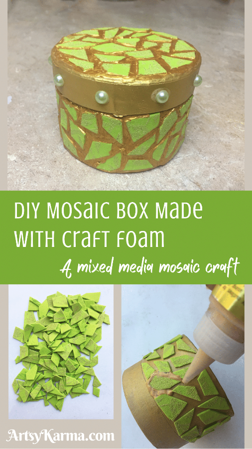 DIY mosaic box made with craft foam