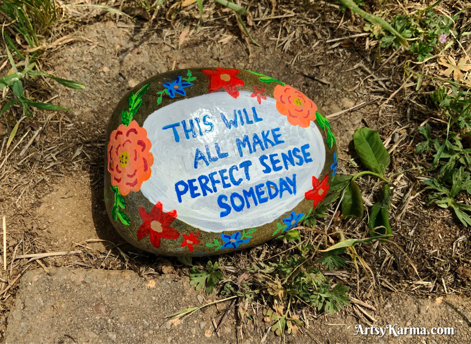 An inspirational painted rock for COVID 19