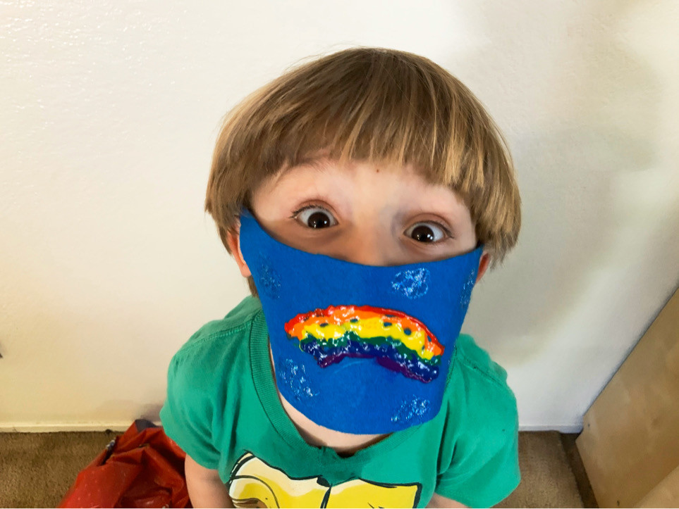 covid 19 mask with puffy paint
