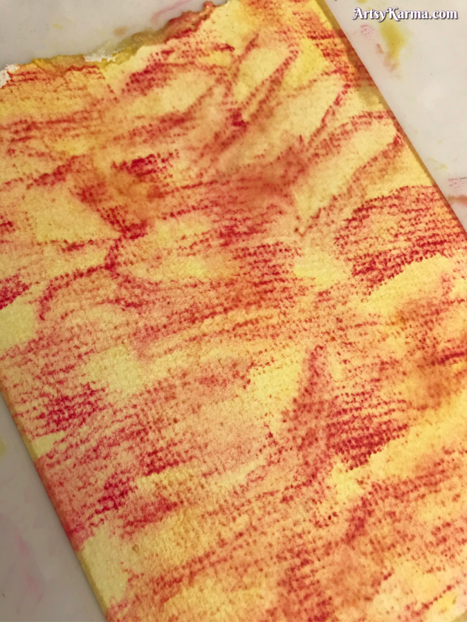 Chalk pastels over watercolor background technique