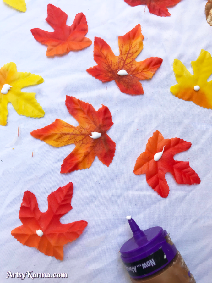 Making diy leaves for porch decor