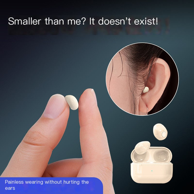 Mini Pro4SS Stealth Audio Earbuds en oreja y estuche