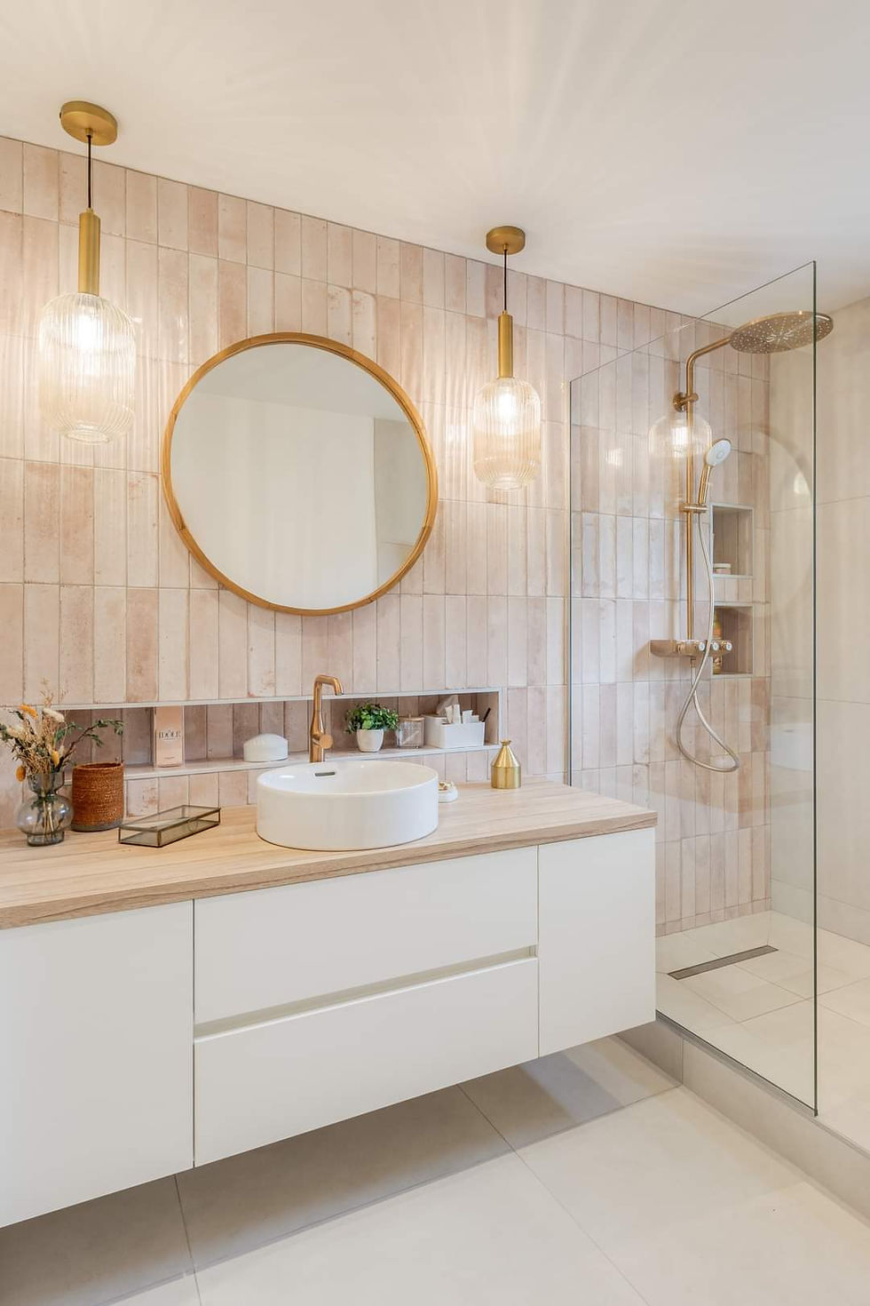 Miroir rond bois naturel
