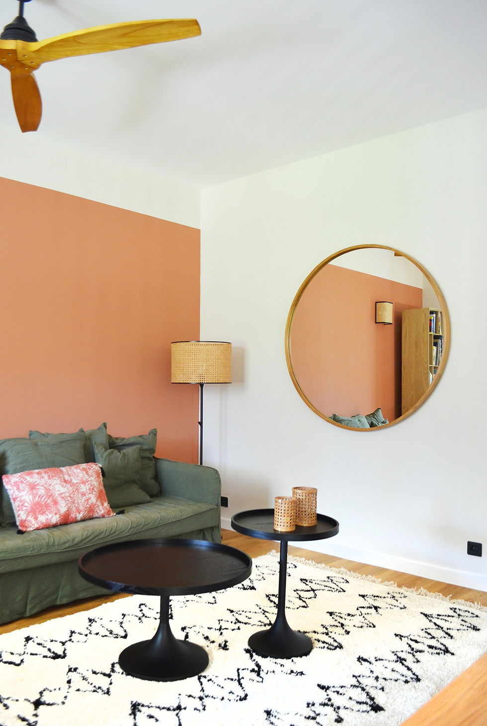 Miroir rond bois naturel