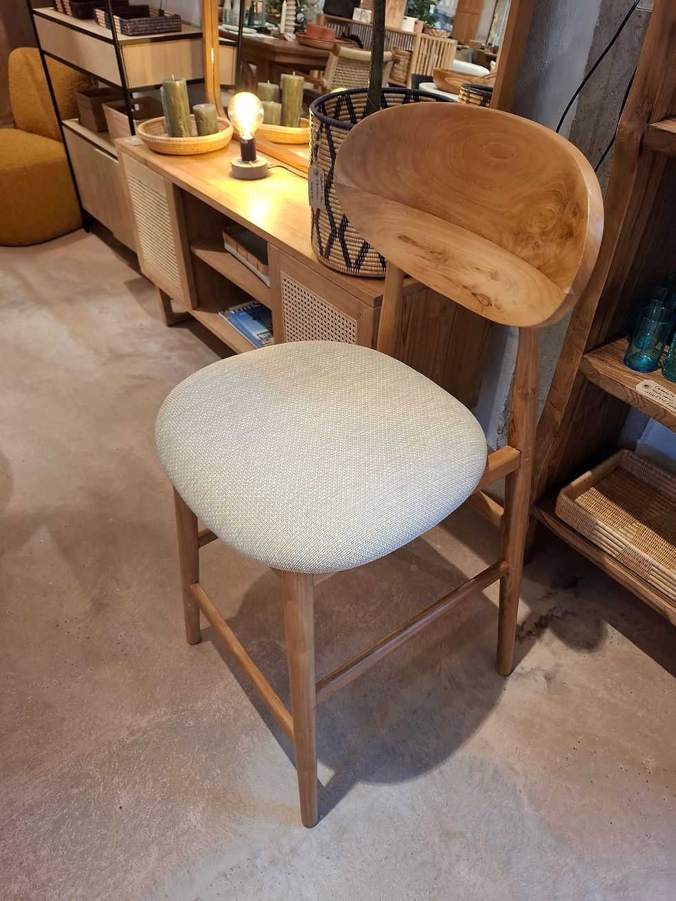 Chaise haute bois et tissu