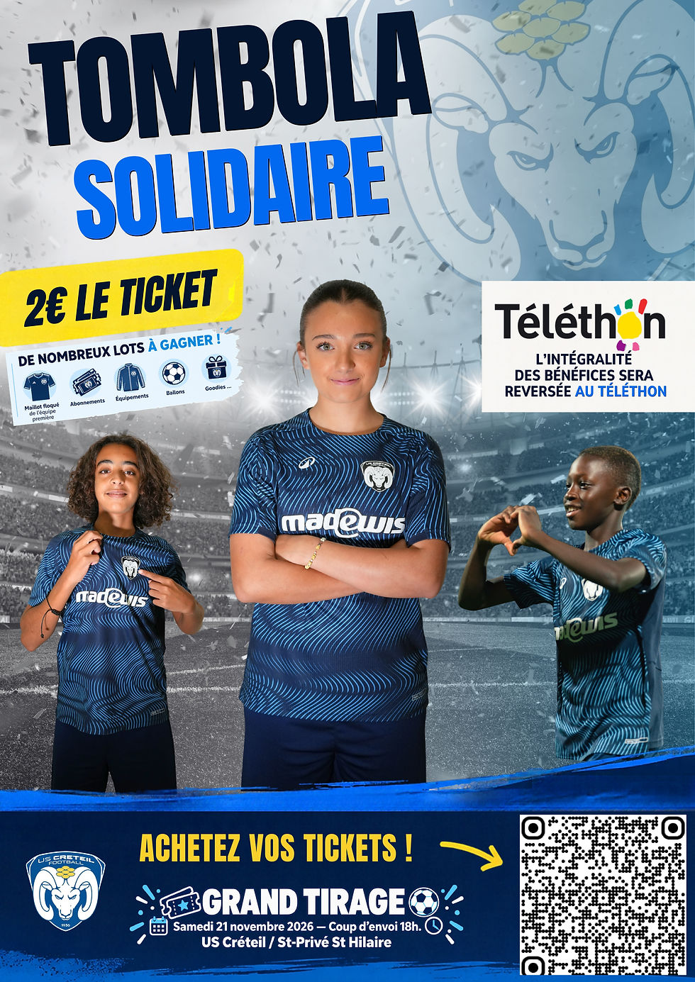L’US Créteil Football organise sa grande tombola solidaire au profit du Téléthon 2026