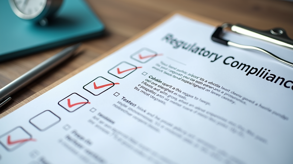 Close-up view of a regulatory compliance checklist on a clipboard