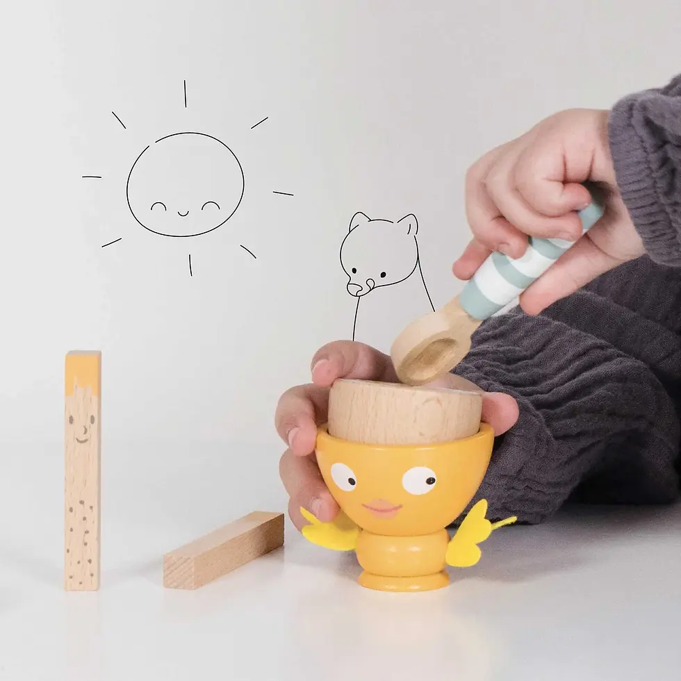 Thumbnail: egg and soliders unisex wooden toy for children