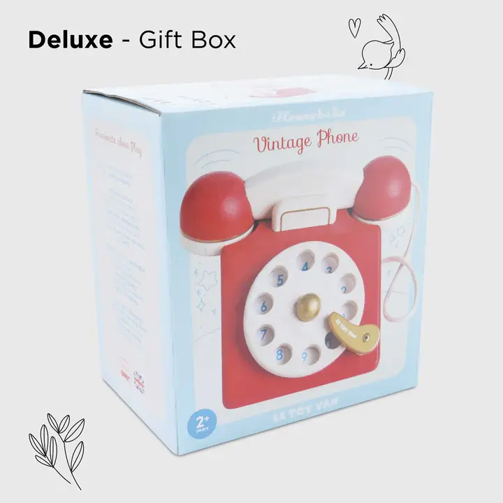 Thumbnail: wooden vintage play phone unisex wooden toy 6
