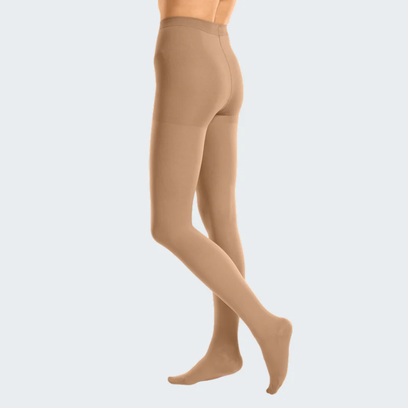 compression-stockings-pantyhose-open-toe-caramel-mediven-cotton