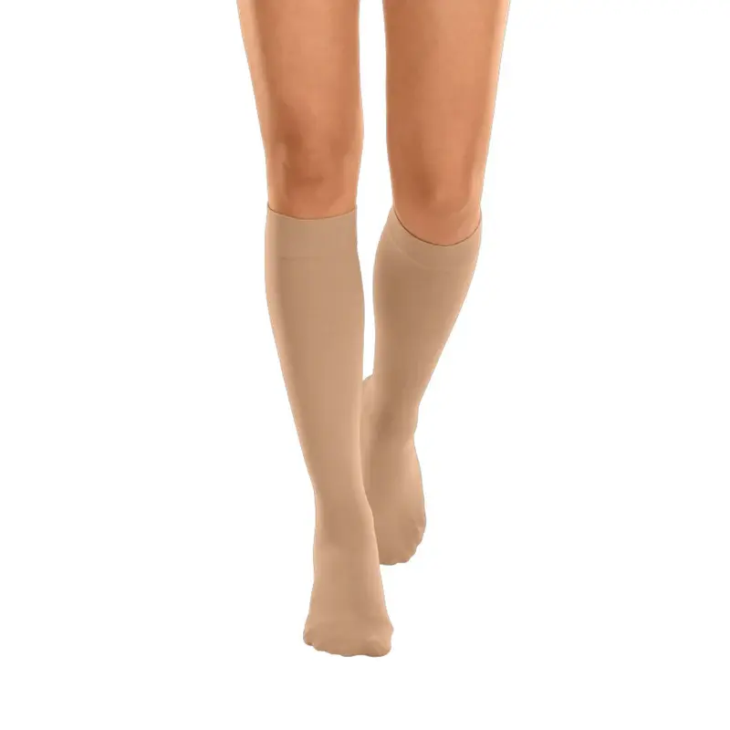 Thumbnail: mediven®️ cotton Below Knee Compression Stockings Open Toe Caramel