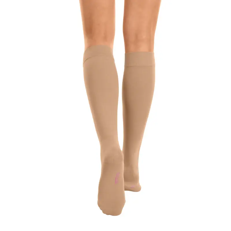 Thumbnail: mediven®️ cotton Below Knee Compression Stockings Open Toe Caramel