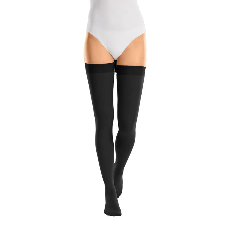 Thumbnail: Compression Stockings | Thigh High | Silicone Topband Wide | Open Toe