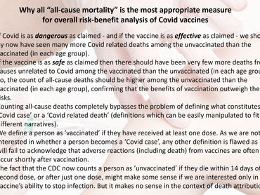 Comparing all-cause mortality rate by age group: vaccinated v unvaccinated