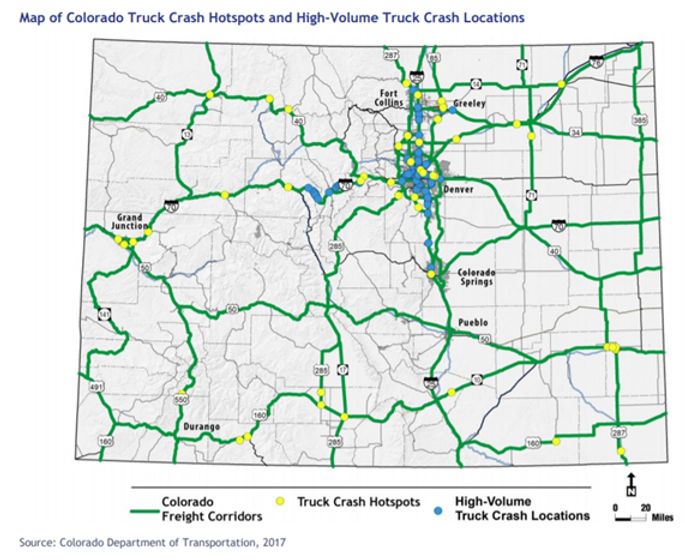 Colorado Truck Crash Hotspots Map