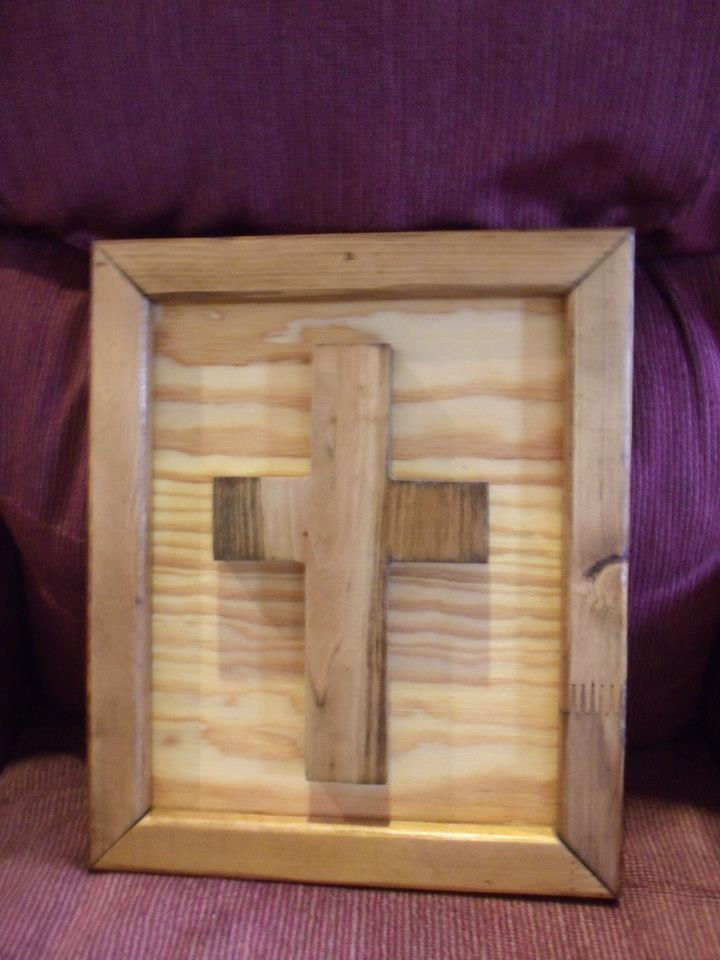 Wooden Cross in frame $14.99