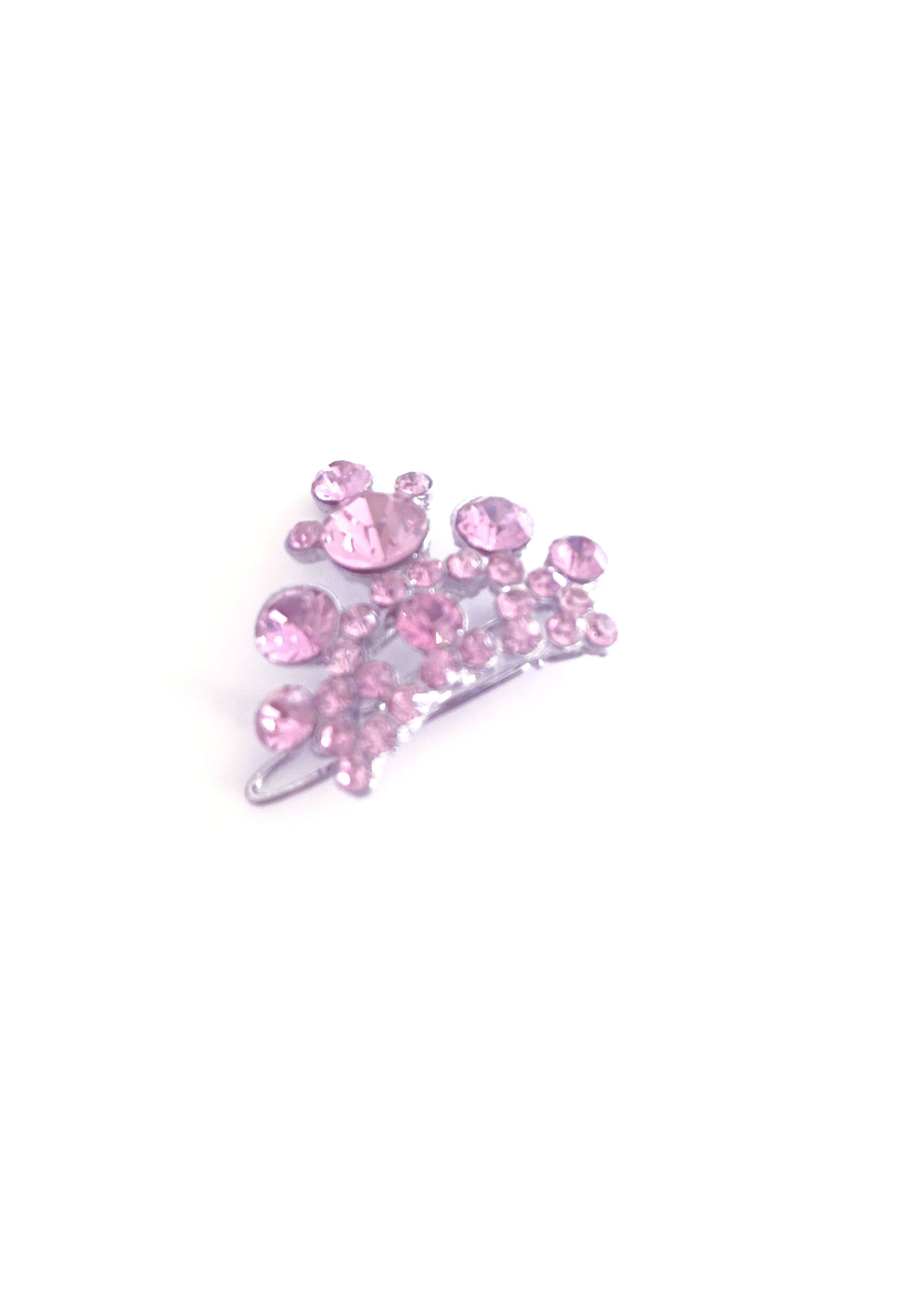 MINI FERMACAPELLI IN CRISTALLO ROSA TIARA