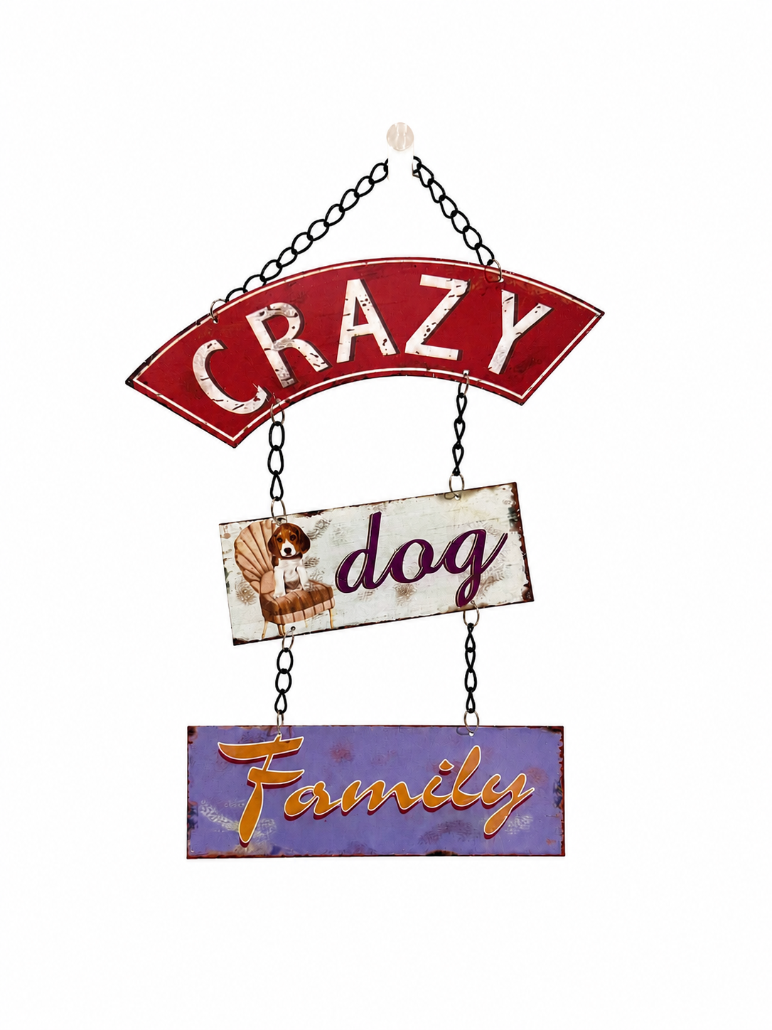 Crazy Dog Family Hanging Sign