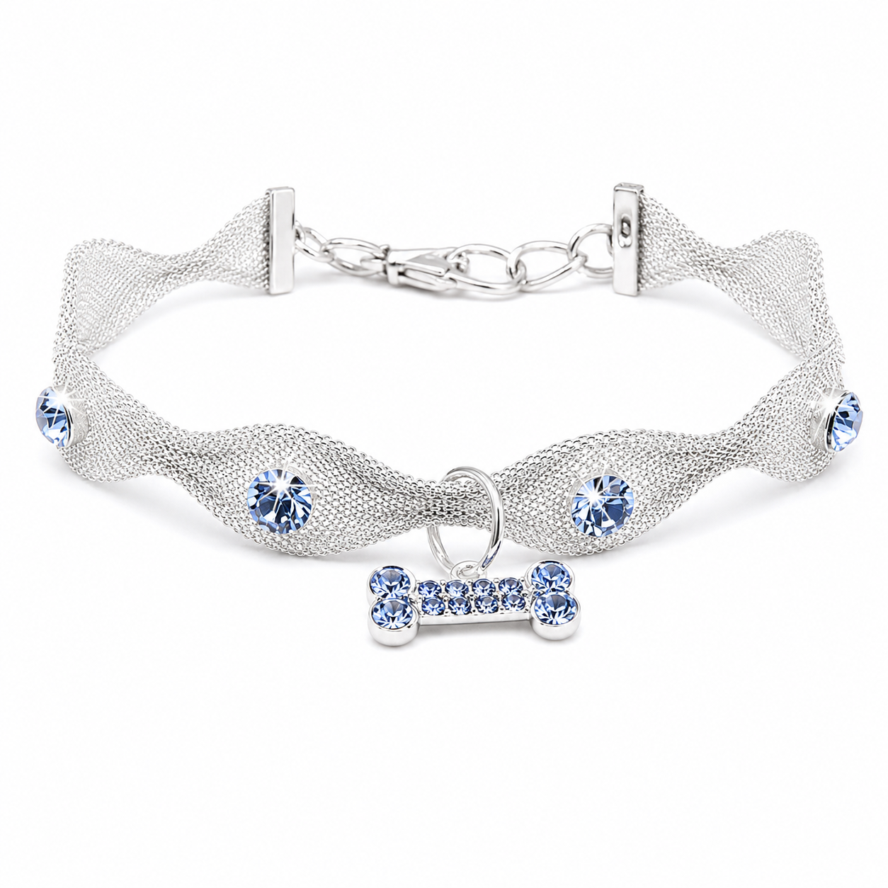BLUE CRYSTALS SCALLOPED NECKLACE