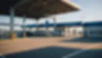 Eye-level view of a border crossing facility