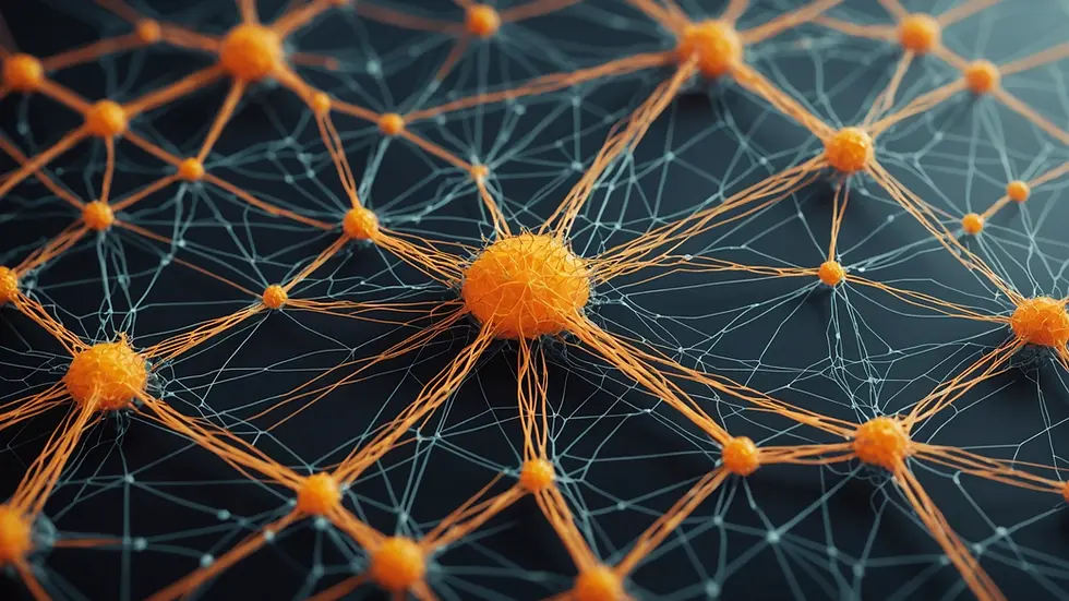 High angle view of a complex neural network visualization